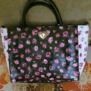 Betsey Johnson Black and Pink Floral Tote